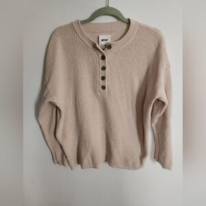 Aerie Ribbed Knit Henley in Light Beige